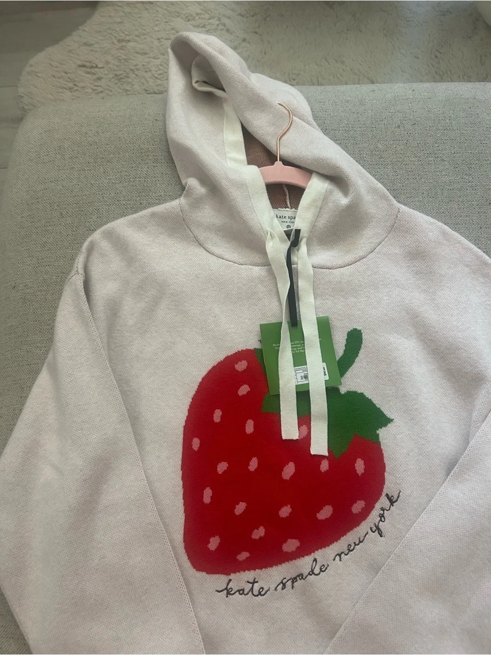 kate spade Cream Hoodie with Strawberry Motif